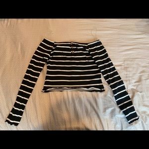 NWT Striped Long Sleeve Crop Top